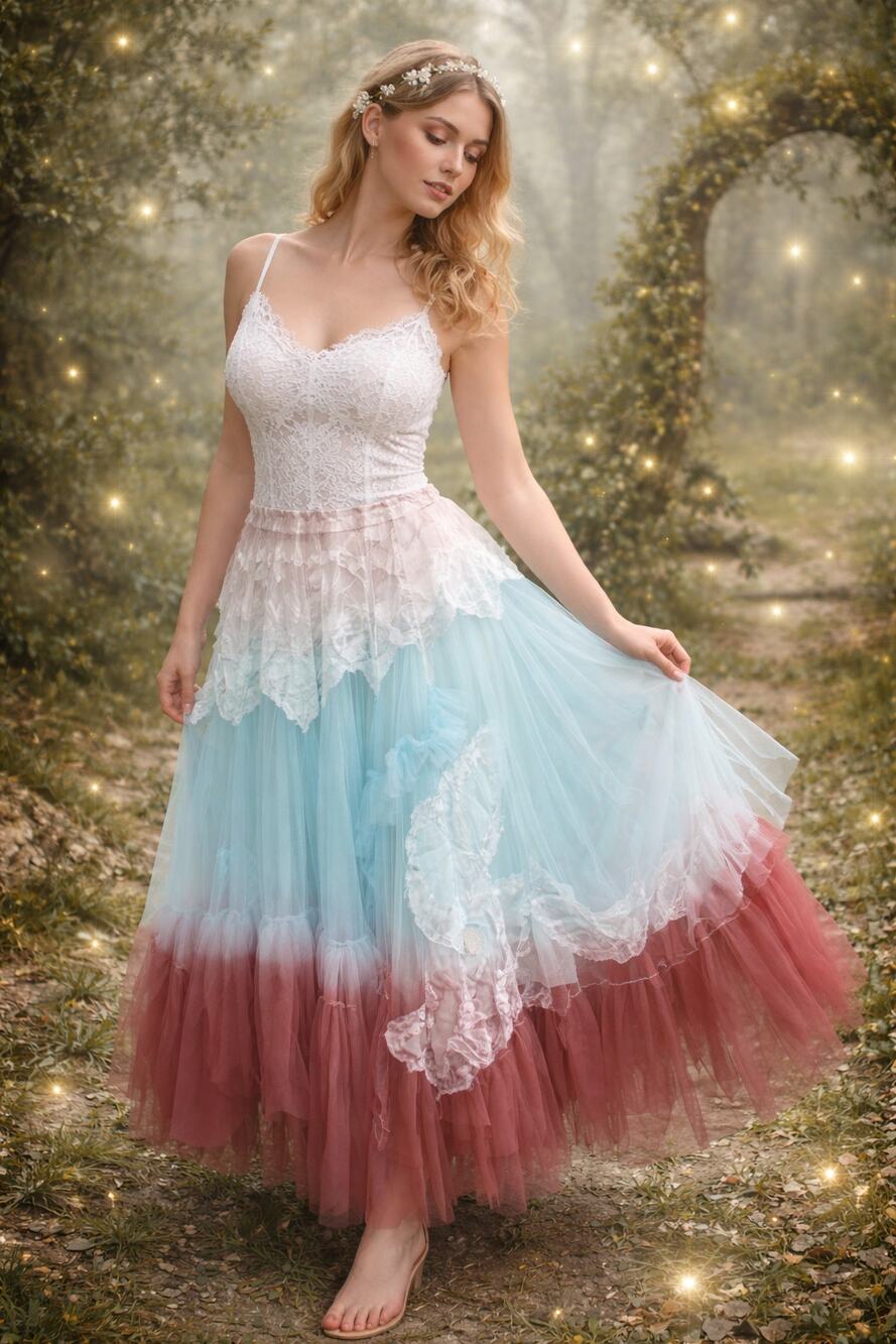 etc. Vintage 90's Deadstock Fairy Magical Asymmetrical Ombre Skirt Small